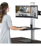 Victor - Electric Dual Monitor Height Adjustable Standing Desk Riser Workstation - Black, Aluminum