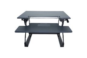 Victor - High Rise Height Adjustable Standing Desk Convertor with Keyboard Tray - Charcoal Gray And