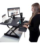 Victor - High Rise Height Adjustable Standing Desk Convertor with Keyboard Tray - Charcoal Gray And