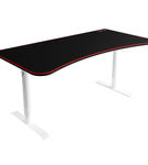 Arozzi - Arena Ultrawide Curved Gaming Desk - White with Black/Red Accents