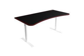 Arozzi - Arena Ultrawide Curved Gaming Desk - White with Black/Red Accents