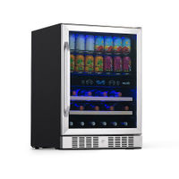 NewAir - 20 Bottle and 70 Can Dual Zone Wine and Beverage Fridge with SplitShelf and Smooth Rollin