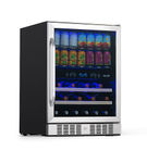 NewAir - 20 Bottle and 70 Can Dual Zone Wine and Beverage Fridge with SplitShelf and Smooth Rollin