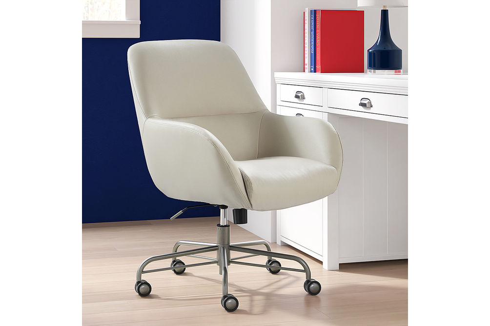 Finch - Forester Modern Bonded Leather Office Chair - Silver/Cream