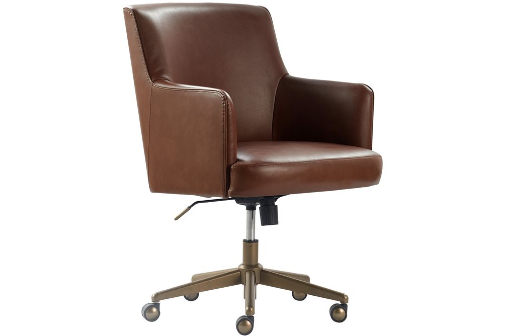 Finch - Belmont Modern Bonded Leather Home Office Chair - Bronze/Cognac Brown