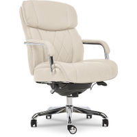 La-Z-Boy - Comfort and Beauty Sutherland Diamond-Quilted Bonded Leather Office Chair - Light Ivory