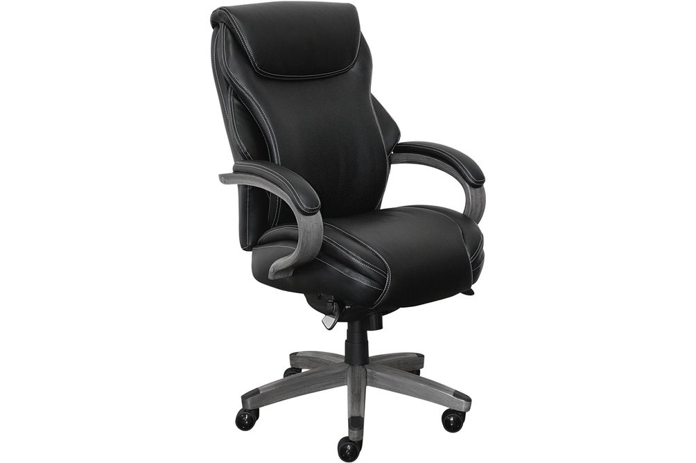 La-Z-Boy - Hyland Bonded Leather & Memory Foam Executive Chair - Gray/Black