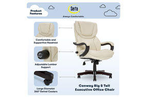 Serta - Big and Tall Bonded Leather Executive Chair - Ivory