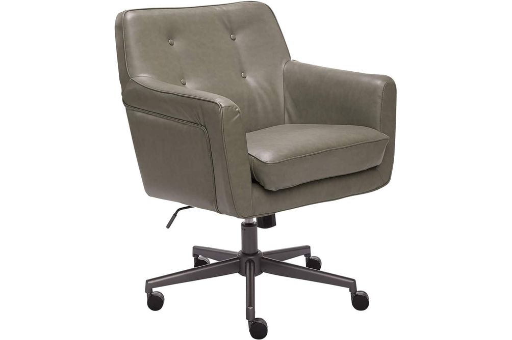 Serta - Ashland Bonded Leather & Memory Foam Home Office Chair - Gray