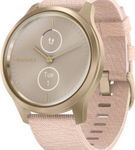 Garmin - vvomove Style Hybrid Smartwatch 30mm Aluminum - Light Gold With Blush Pink Woven Nylon Ba