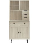 Walker Edison - 4 Drawer Cabinet Storage Computer Desk with Hutch - Birch