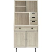 Walker Edison - 4 Drawer Cabinet Storage Computer Desk with Hutch - Birch