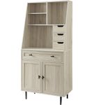 Walker Edison - 4 Drawer Cabinet Storage Computer Desk with Hutch - Birch