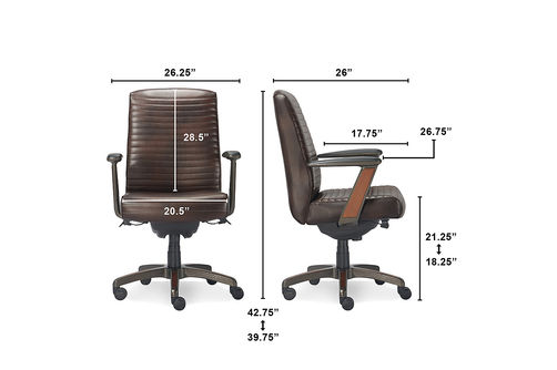 La-Z-Boy - Emerson Bonded Leather Ergonomic Swivel Executive Office Chair - Brown