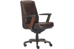 La-Z-Boy - Emerson Bonded Leather Ergonomic Swivel Executive Office Chair - Brown