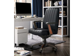 La-Z-Boy - Bennett Bonded Leather Executive High-Back Ergonomic Office Chair - Black