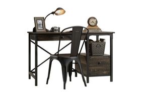 Sauder - Steel River Collection Rustic 2-Drawer Workstation - Carbon Oak