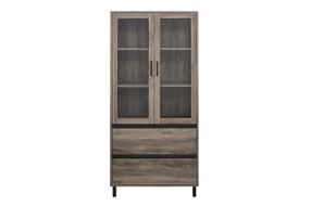 Walker Edison - 2-Drawer Storage Armoire Bookcase Cabinet - Gray Wash