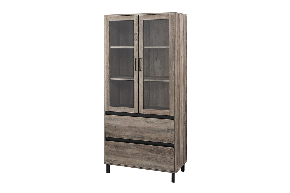 Walker Edison - 2-Drawer Storage Armoire Bookcase Cabinet - Gray Wash