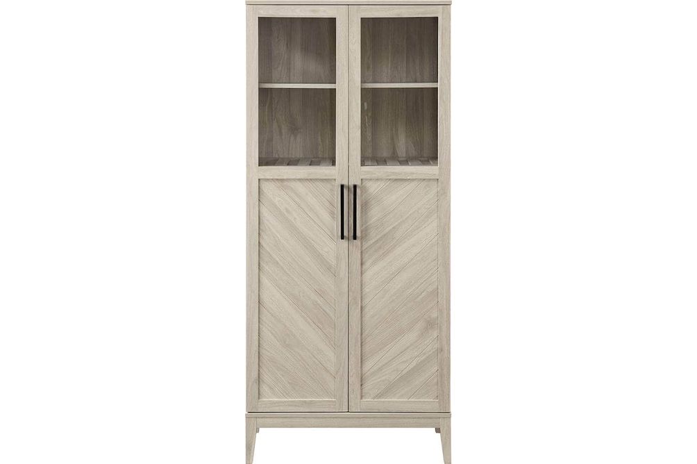 Walker Edison - Storage Armoire Bookcase Cabinet - Birch