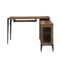 Walker Edison - L-Shaped Wood Corner Bookcase Computer Desk - Rustic Oak