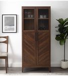 Walker Edison - Storage Armoire Bookcase Cabinet - Dark Walnut