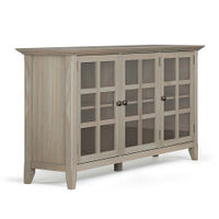 Simpli Home - Acadian SOLID WOOD 62 inch Wide Transitional Wide Storage Cabinet in Distressed Grey