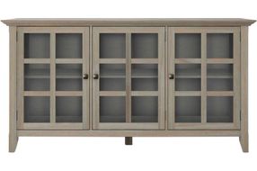 Simpli Home - Acadian SOLID WOOD 62 inch Wide Transitional Wide Storage Cabinet in Distressed Grey