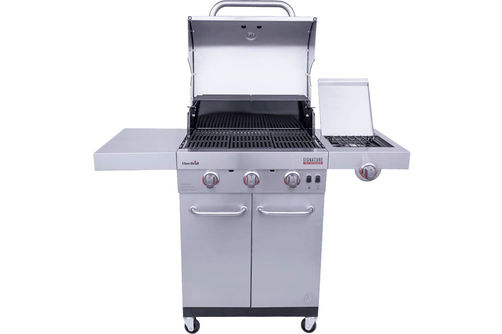 Char-Broil - Signature Amplifire 3-Burner Gas Grill with Cabinet - Stainless Steel