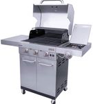 Char-Broil - Signature Amplifire 3-Burner Gas Grill with Cabinet - Stainless Steel