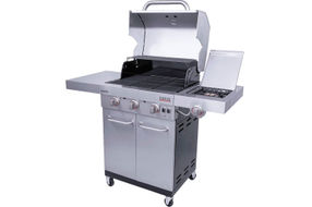 Char-Broil - Signature Amplifire 3-Burner Gas Grill with Cabinet - Stainless Steel