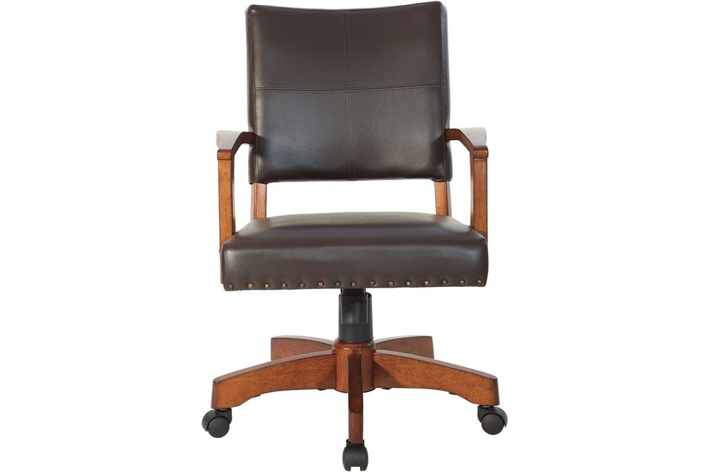 OSP Home Furnishings - Wood Bankers 5-Pointed Star Wood and Steel Office Chair - Espresso