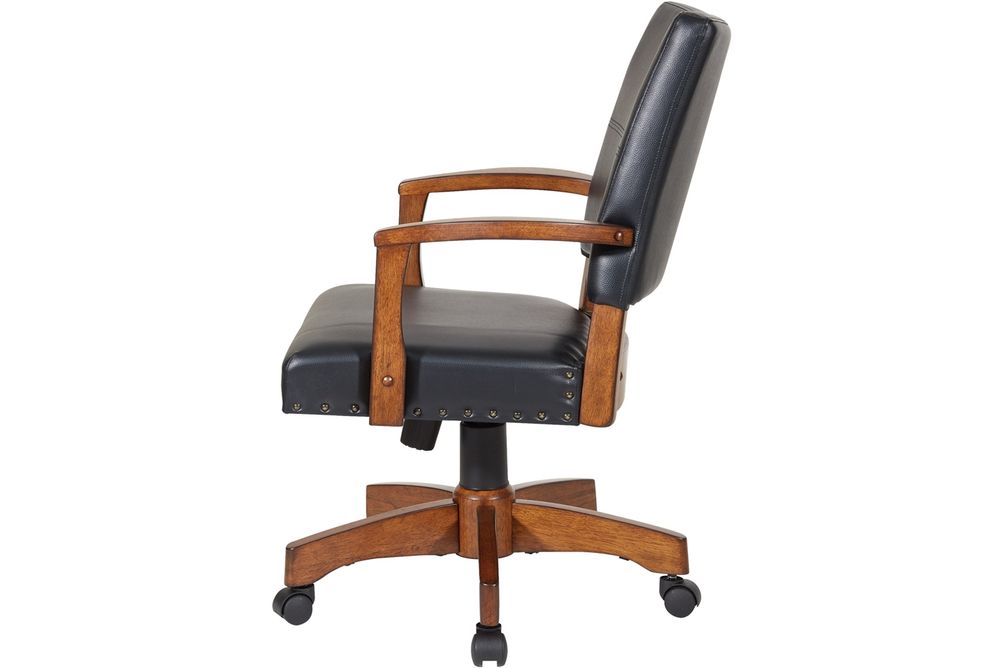 OSP Home Furnishings - Wood Bankers 5-Pointed Star Wood and Steel Office Chair - Black