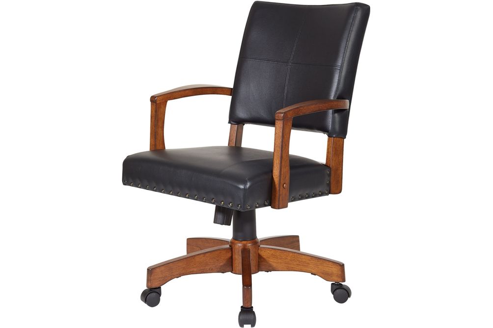 OSP Home Furnishings - Wood Bankers 5-Pointed Star Wood and Steel Office Chair - Black