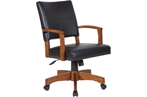 OSP Home Furnishings - Wood Bankers 5-Pointed Star Wood and Steel Office Chair - Black