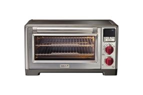 Horno Eléctrico Wolf Gourmet de Acero Inoxidable y picaporte rojo