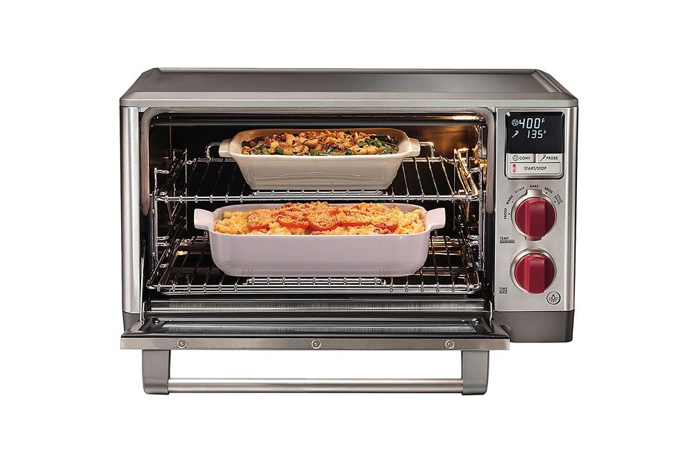 Horno Eléctrico Wolf Gourmet de Acero Inoxidable y picaporte rojo