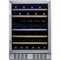 NewAir - 46-Bottle Dual Zone Built-in Wine Fridge with Quiet Operation with Beech Wood Shelves and