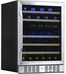 NewAir - 46-Bottle Dual Zone Built-in Wine Fridge with Quiet Operation with Beech Wood Shelves and