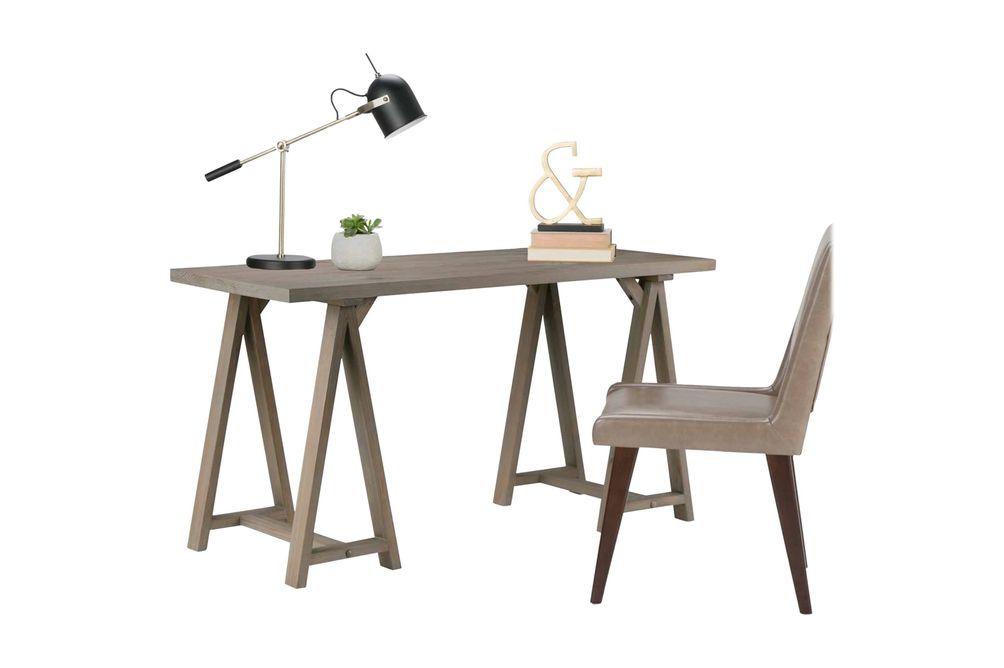 Simpli Home - Sawhorse Rectangular Industrial Wood Table - Distressed Gray