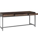 Simpli Home - Banting Rectangular Mid-Century Modern Industrial Solid Rubberwood 3-Drawer Table - W