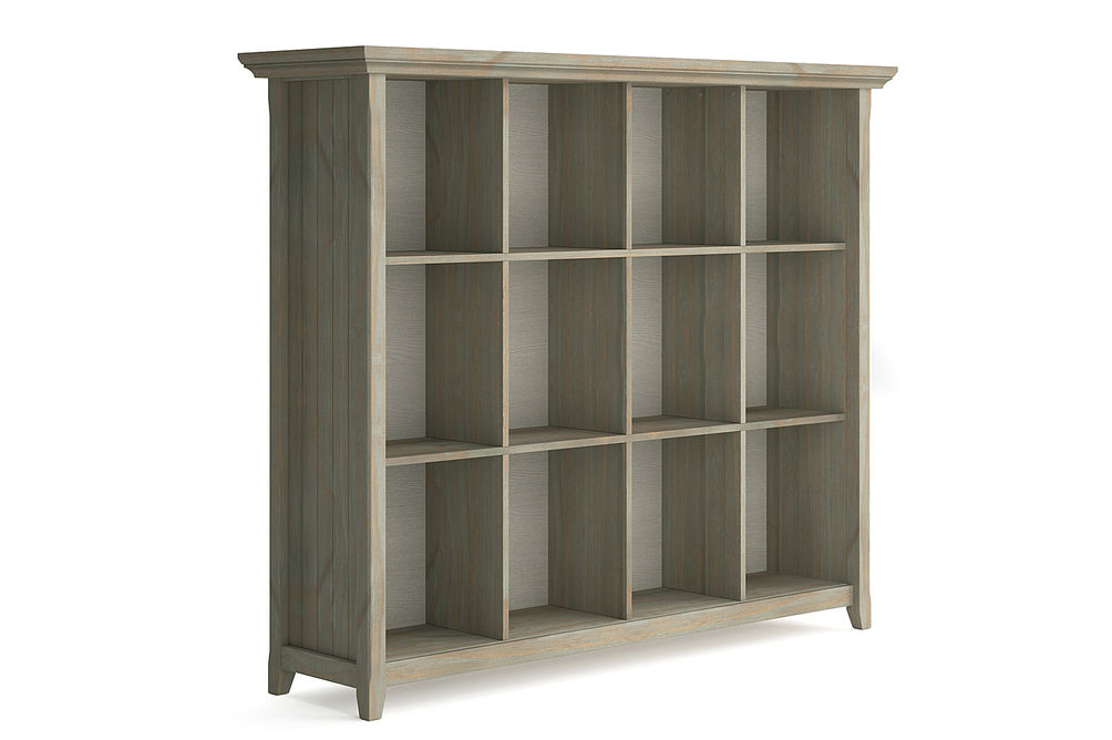 Simpli Home - Acadian Rustic Wood 12-Shelf Bookcase - Distressed Gray