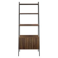 Walker Edison - 72" Industrial Ladder 5-Shelf Storage Bookcase - Dark Walnut