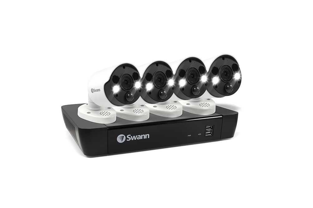 Swann - 8 Channel 2TB NVR, 4 x 4K PoE Cameras, w/Dual LED Spotlights, Color Night Vision & Free Fac