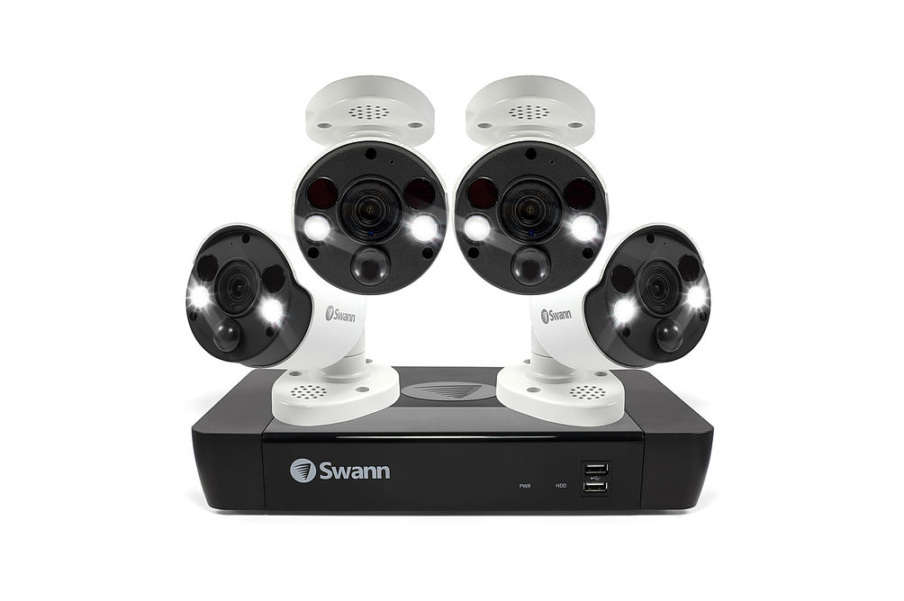 Swann - 8 Channel 2TB NVR, 4 x 4K PoE Cameras, w/Dual LED Spotlights, Color Night Vision & Free Fac