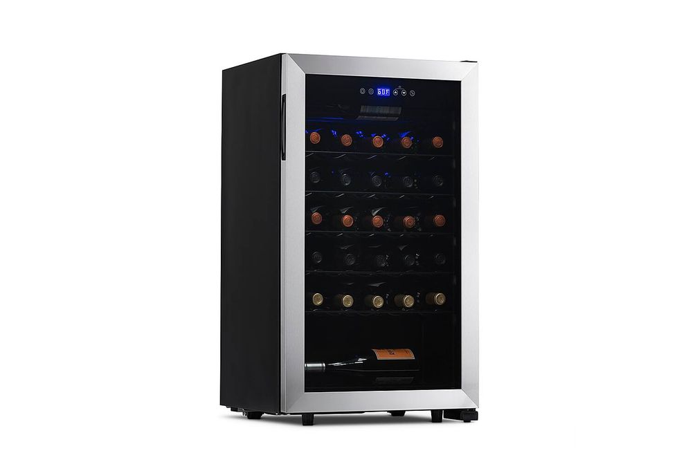 NewAir - Freestanding 33 Bottle Compressor Wine Fridge, Adjustable Racks , Exterior Digital Thermos