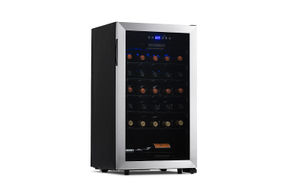 NewAir - Freestanding 33 Bottle Compressor Wine Fridge, Adjustable Racks , Exterior Digital Thermos