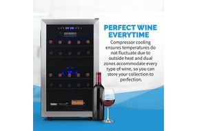 NewAir - Freestanding 28 Bottle Dual Zone Compressor Wine Fridge - Stainless Steel