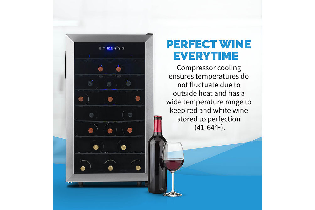 NewAir - Freestanding 50 Bottle Compressor Wine Fridge, Adjustable Racks , Exterior Digital Thermos