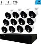 Night Owl - 12 Channel Wired DVR with 4 Wired 4K Ultra HD Spotlight Cameras and 1TB Hard Drive - Wh